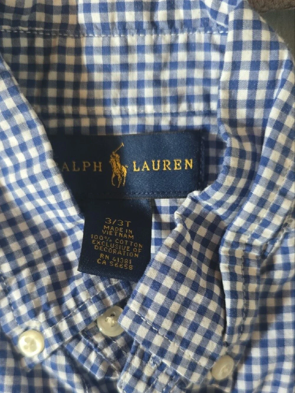 Ralph Lauren Blue and White Gingham Button-Down Shirt
